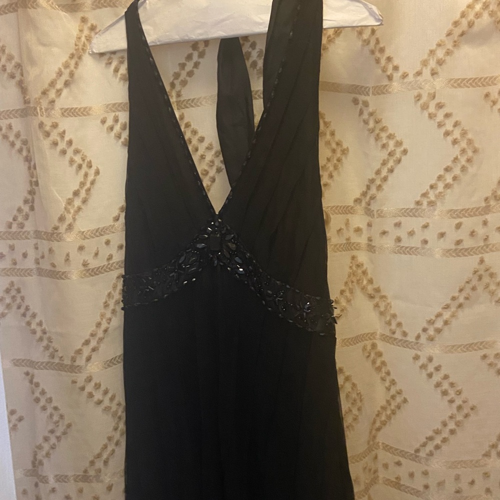 Black halter dress with beading